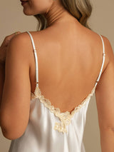 [Valkoinen] SilkSilky-FI Spaghetti Strap V Neck Yöpaita 005