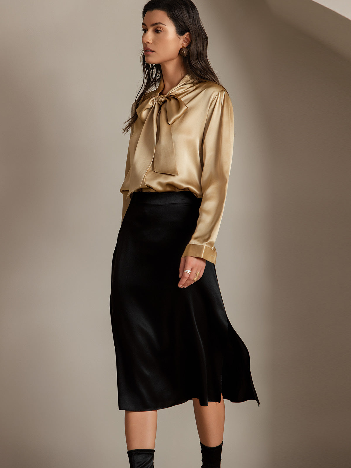 [Musta] SilkSilky-FI 19Momme Skirt 004