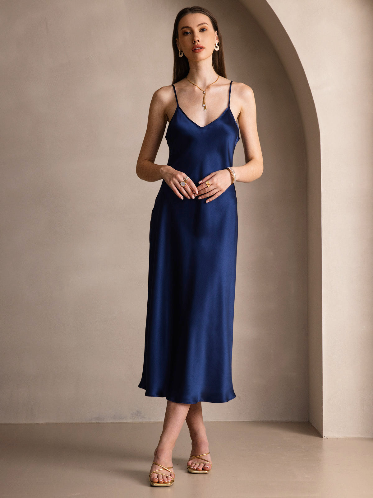 [Tummansininen] SilkSilky-FI Dress 003