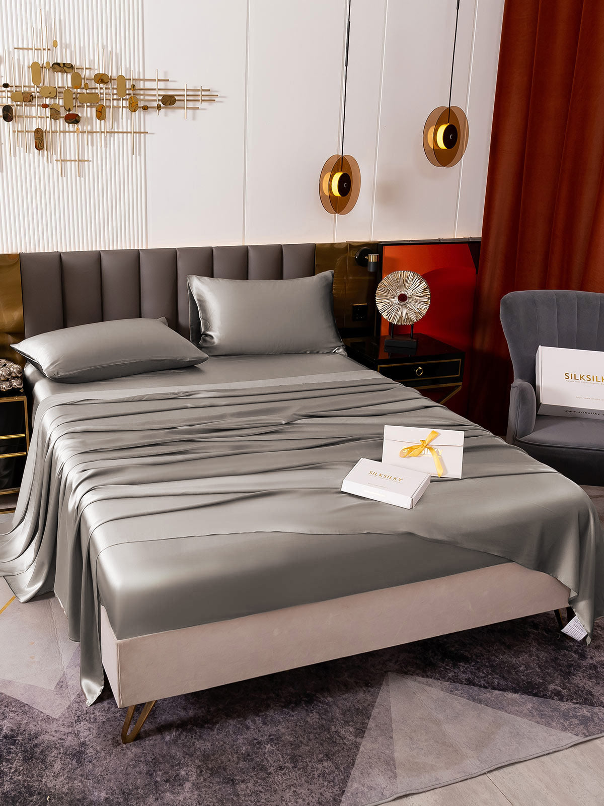 [Harmaa] SilkSilky-FI 19Momme Bedding Set 007