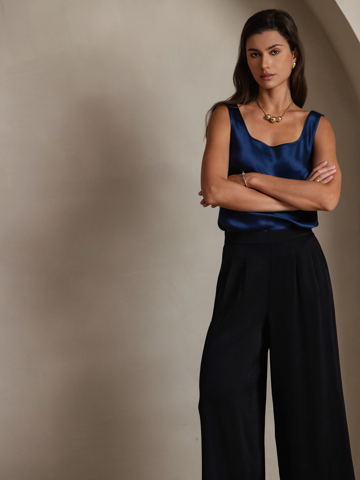 [Tummansininen] SilkSilky-FI 19Momme Camisoles 005