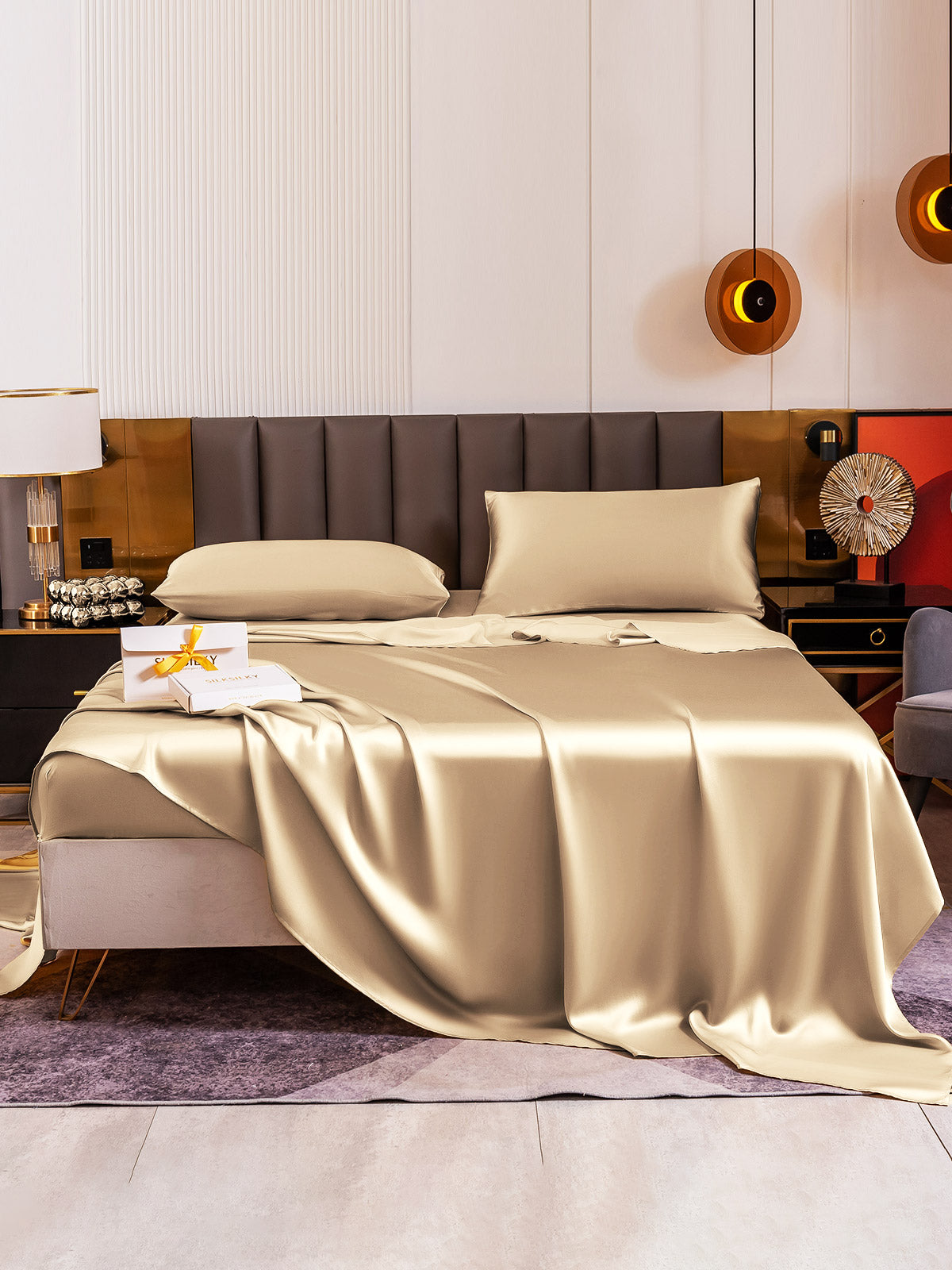 [Beige] SilkSilky-FI 19Momme Bedding Set 002