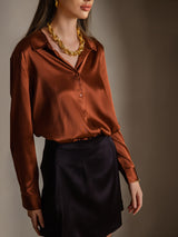 [Karamelli] SilkSilky-FI Long Sleeve Lapel Collar Naisten paita 001