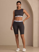 [Harmaa] SilkSilky-FI Sleeveless Crew Neck Women's Outfit Sets 004