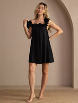 [Musta] SilkSilky-FI Sleeveless Square Neck Yöpaita 003