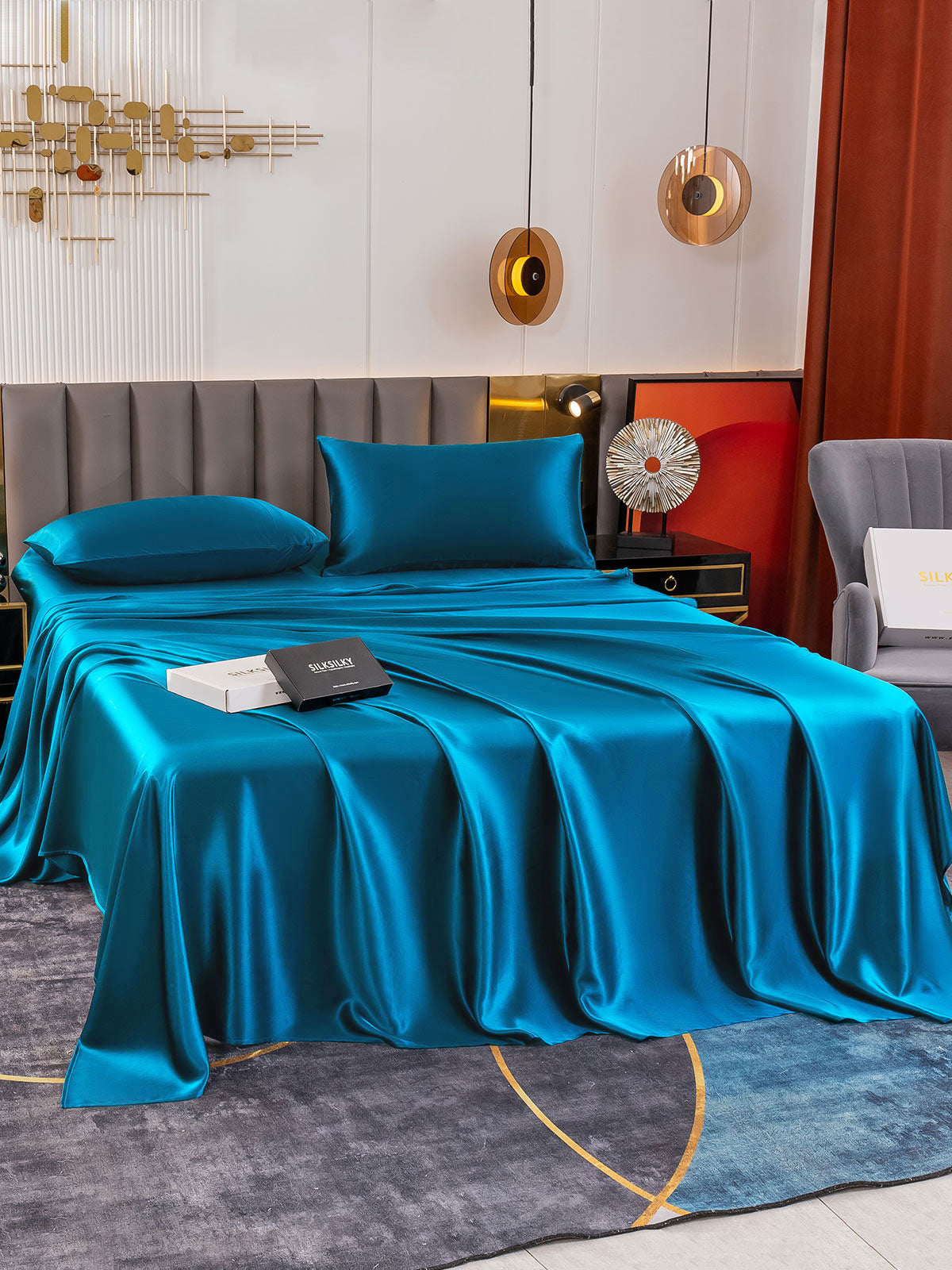 [Sinivihreä] SilkSilky-FI 19Momme Bedding Set 001