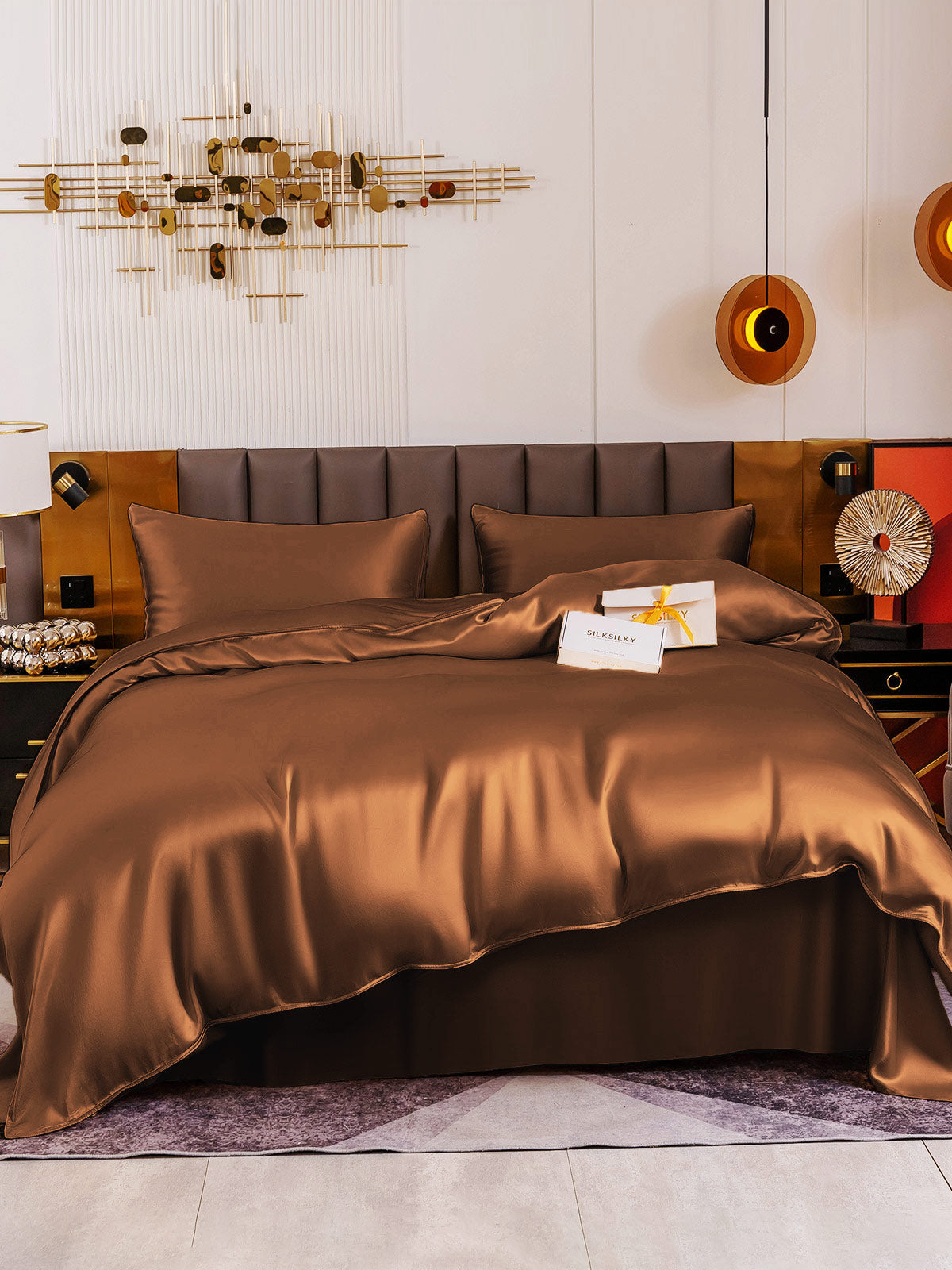 [Kahvi] SilkSilky-FI 19Momme Bedding Set 002