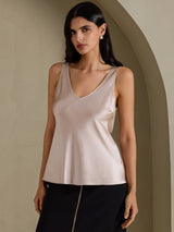 [Varjonharmaa] SilkSilky-FI Sleeveless V Neck Camisole Top 003