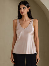[Varjonharmaa] SilkSilky-FI Sleeveless V Neck Camisole Top 001