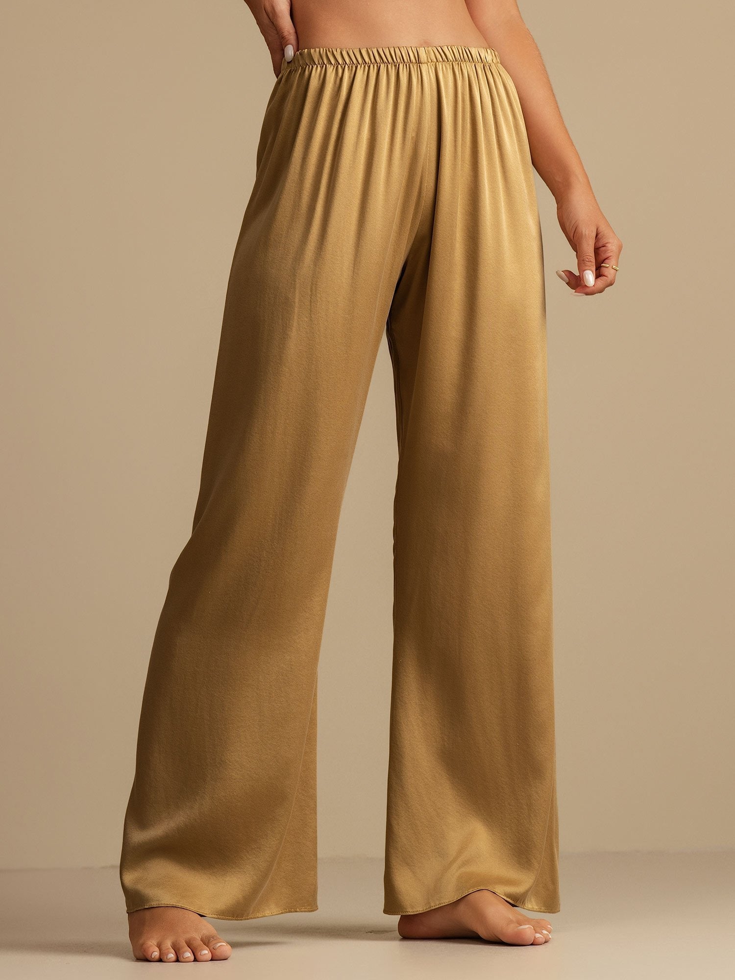 [Tan] SilkSilky-FI 19Momme Womens Sleep Bottoms 001,