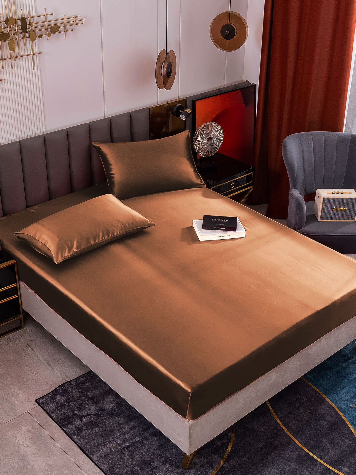 [Kahvi] SilkSilky-FI 19Momme Bedding Set 001
