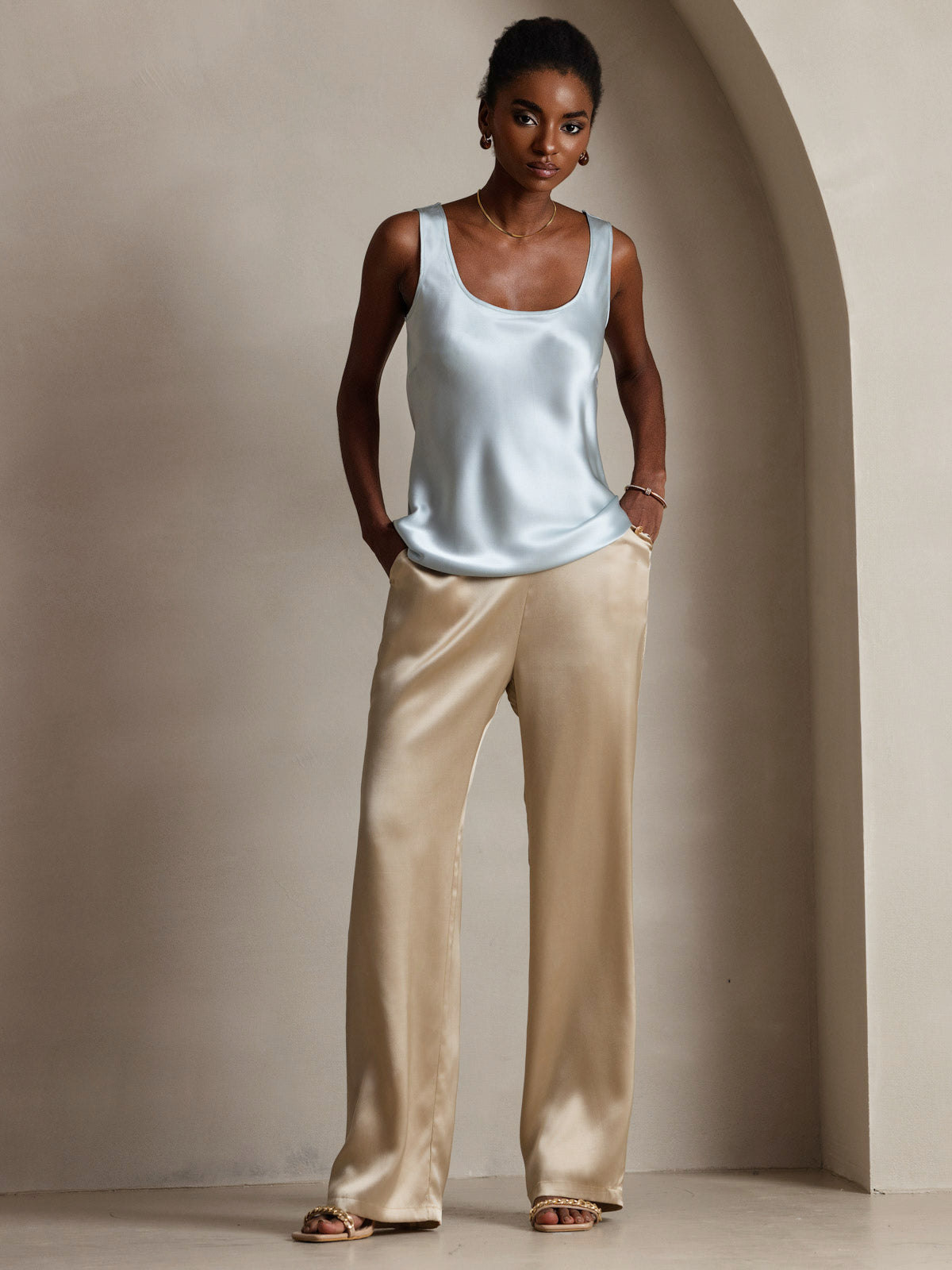 [Vaaleansininen] SilkSilky-FI 19Momme Camisoles 007