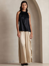 [Musta] SilkSilky-FI Sleeveless Halterneck Naisten T-paita 001