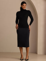 [Musta] SilkSilky-FI Long Sleeve Turtle Neck Naisten T-paita 007