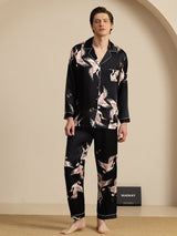 [Musta] SilkSilky-FI Long Sleeve Notkokaulus Miesten Pyjamat 001