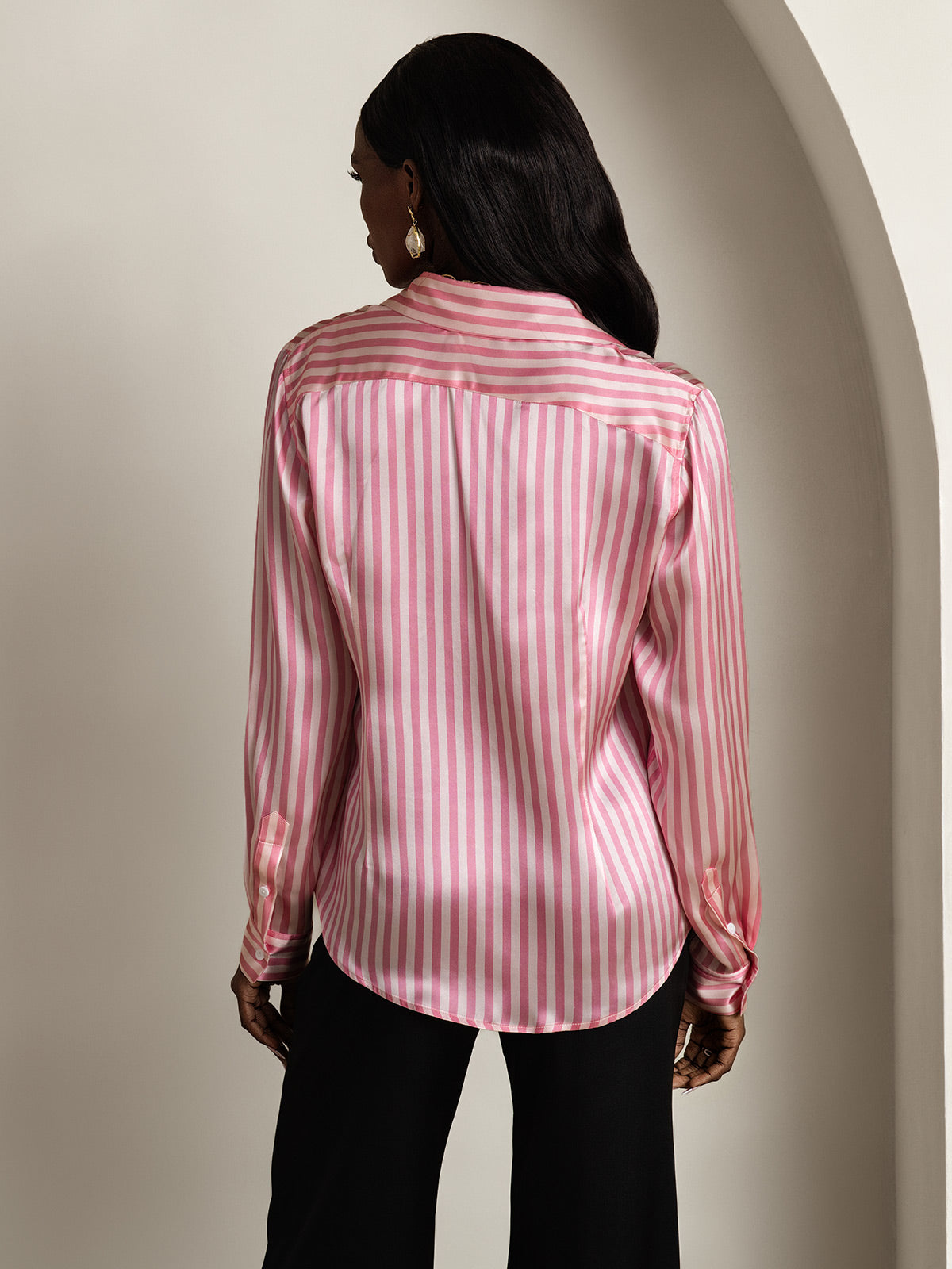 [Pinkki] SilkSilky-FI Lapel Collar Naisten paita 002