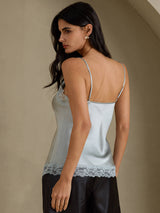 [Harmaansininen] SilkSilky-FI Spaghetti Strap V Neck Camisole Top 002