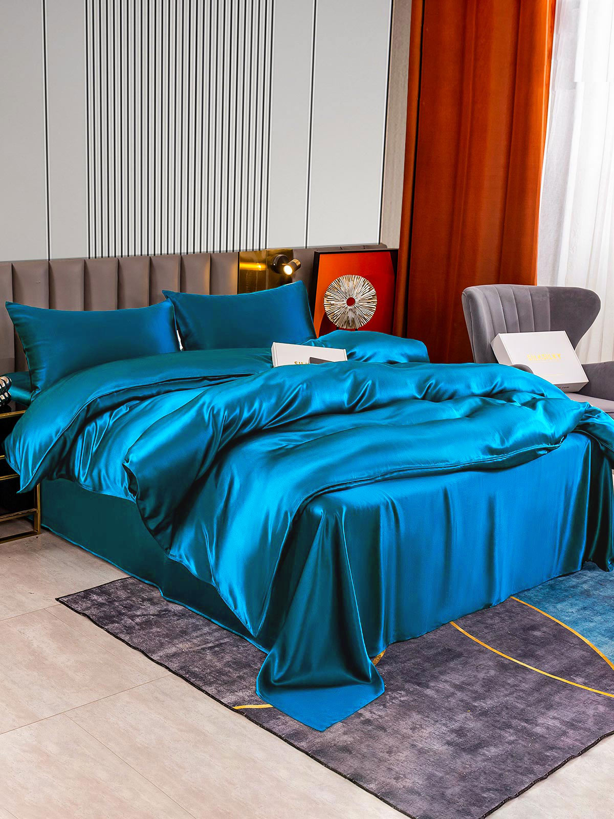 [Sinivihreä] SilkSilky-FI 22Momme Bedding Set 002