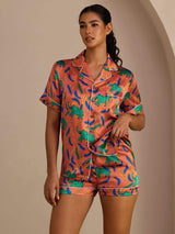 [Savinorsu] SilkSilky-FI Short Sleeve Lapel Collar Naisten Pyjamat 003