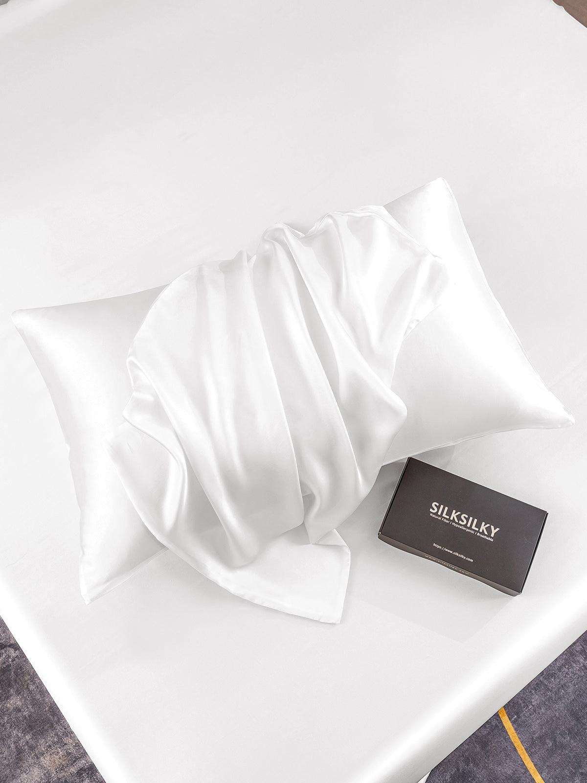 SilkSilky FI 30Momme Pure Silk Pillowcase Valkoinen 004