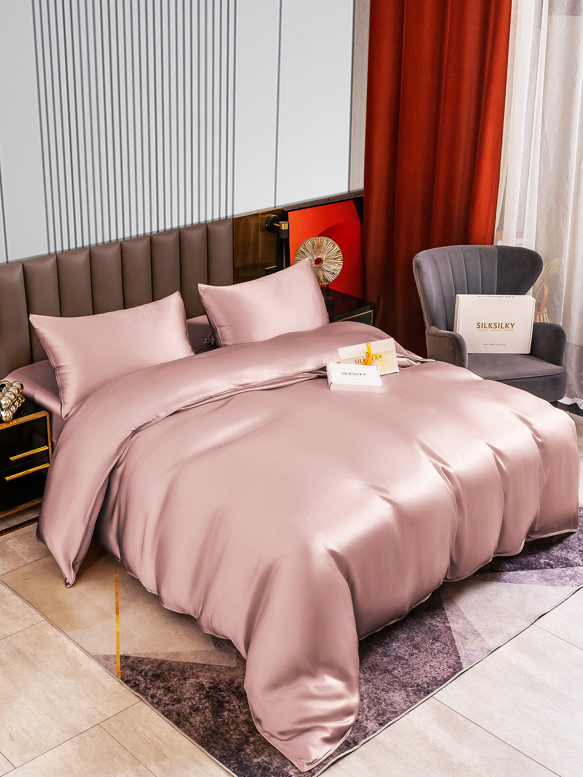 [Vaalean Mauve] SilkSilky-FI 22Momme Bedding Set 002