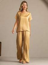 [Tan] SilkSilky-FI 19Momme Naisten Pyjamat 007