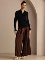 [Musta] SilkSilky-FI Long Sleeve Wrap Naisten Puserot 006