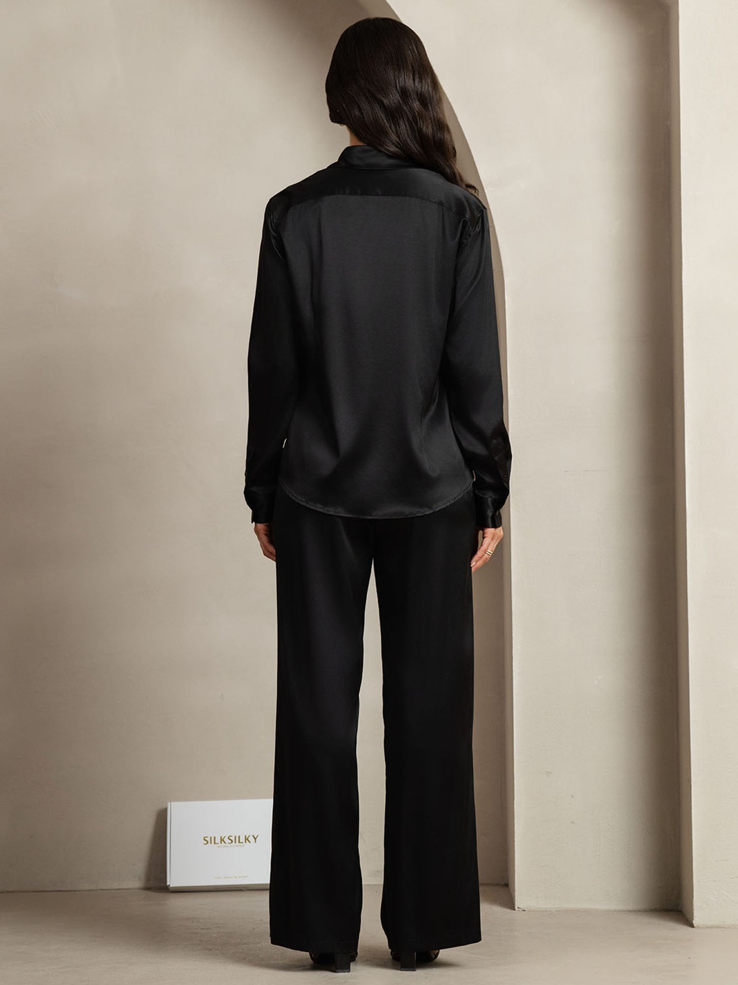 [Musta] SilkSilky-FI 19Momme Lapel Collar Women''s Outfit Sets 002