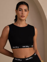 [Musta] SilkSilky-FI Sleeveless Crew Neck Camisole Top 001