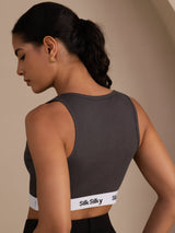 [Harmaa] SilkSilky-FI Sleeveless Crew Neck Camisole Top 002