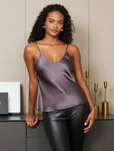 [Purppuranharmaa] SilkSilky-FI Spaghetti Strap V Neck Camisole Top 006