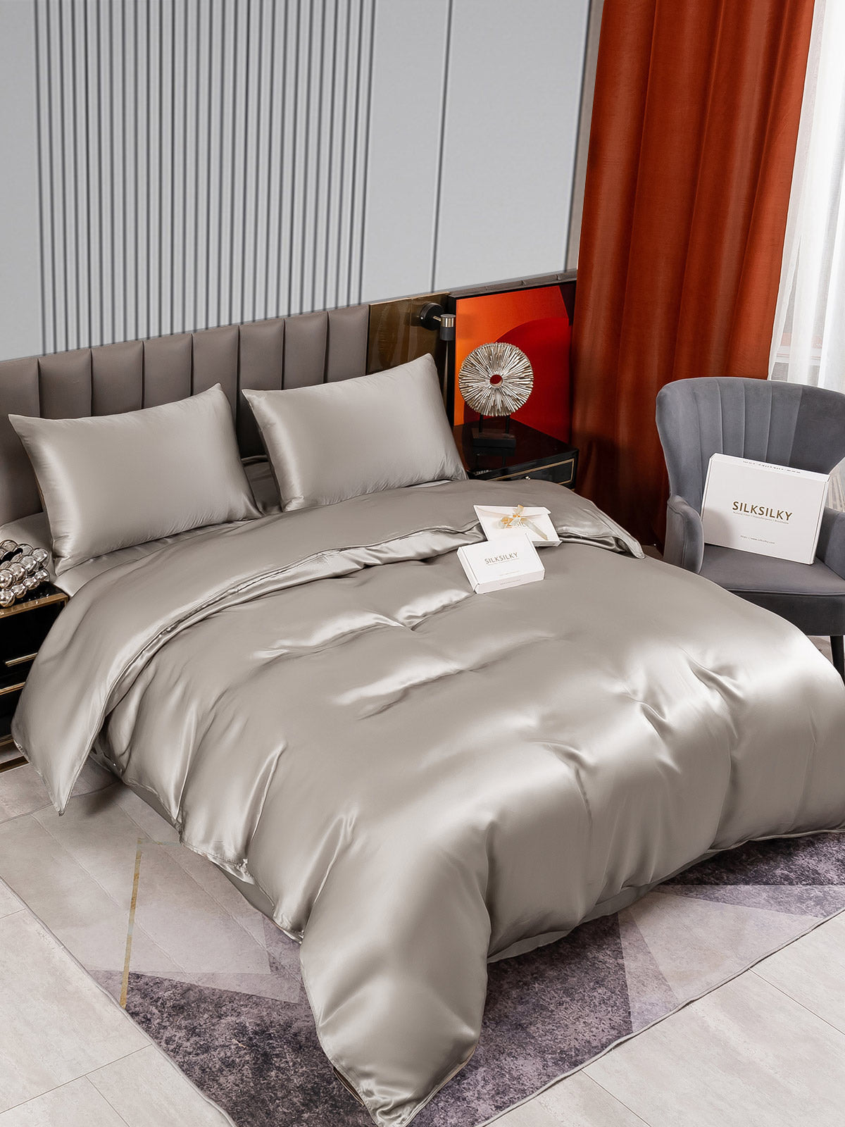 [Harmaa] SilkSilky-FI 22Momme Bedding Set 002