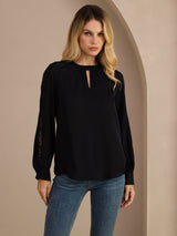 [Musta] SilkSilky-FI Long Sleeve Keyhole Neck Naisten Puserot 001