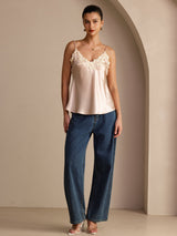 [Pinkki] SilkSilky-FI Spaghetti Strap V Neck Camisole Top 006