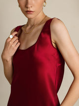 [Viini] SilkSilky-FI 19Momme Hihaton Syvä Pyöreä Pääntie Camisole Top 008