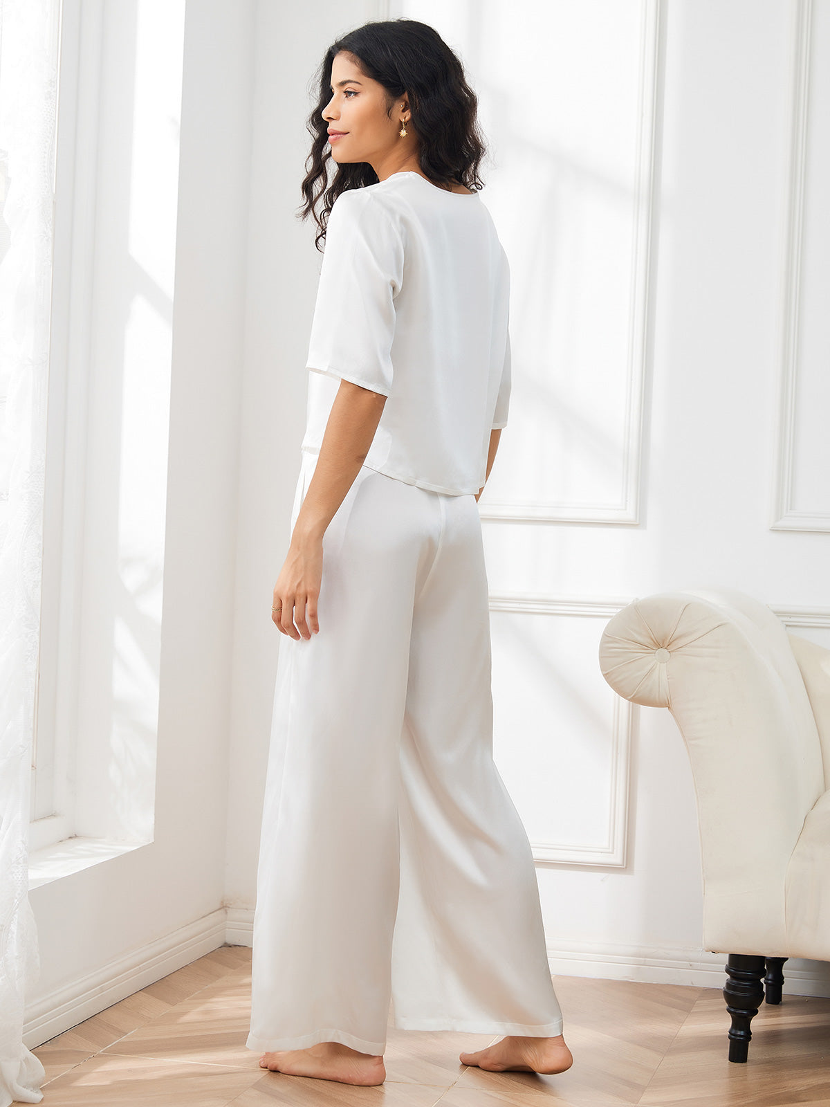 [Valkoinen] SilkSilky-FI Womens Pajamas 002