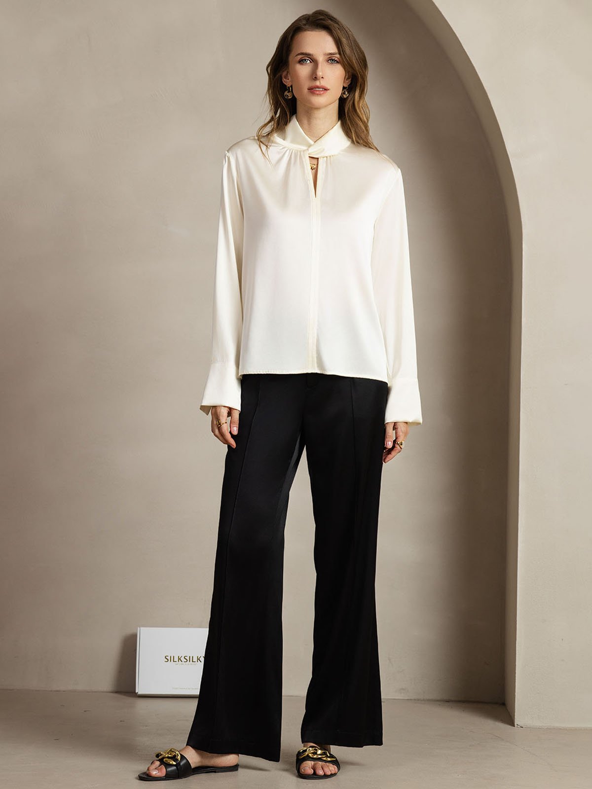 [Norsunluu] SilkSilky-FI 19Momme Womens Shirt 010