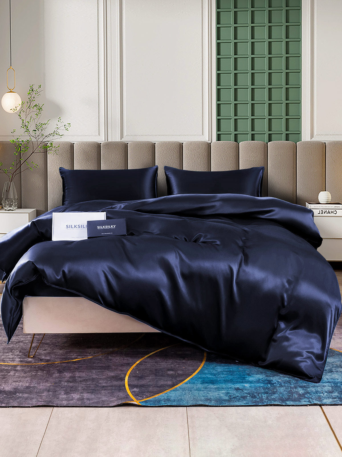[Tummansininen] SilkSilky-FI 25Momme Bedding Set 001
