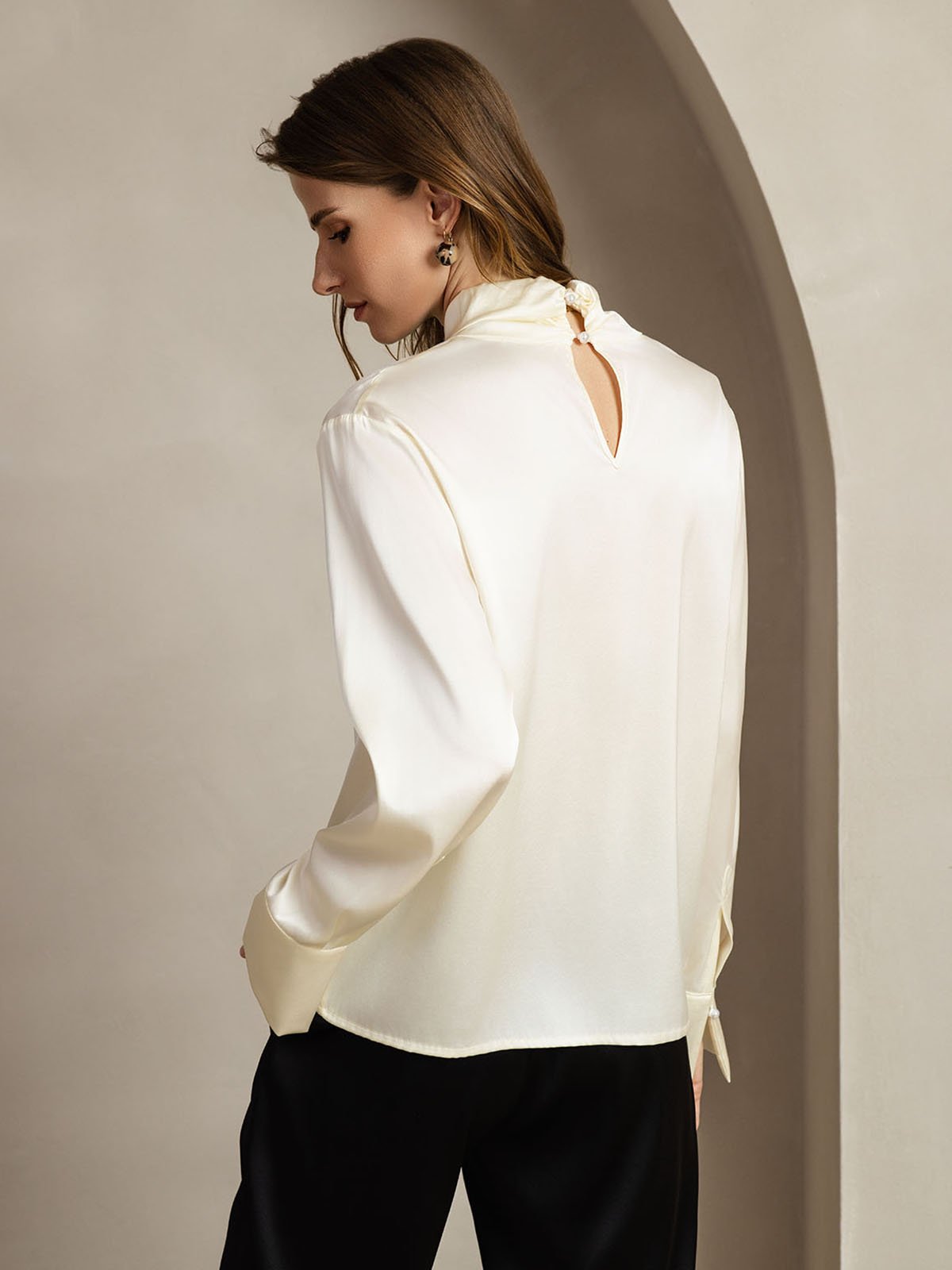 [Norsunluu] SilkSilky-FI 19Momme Womens Shirt 002