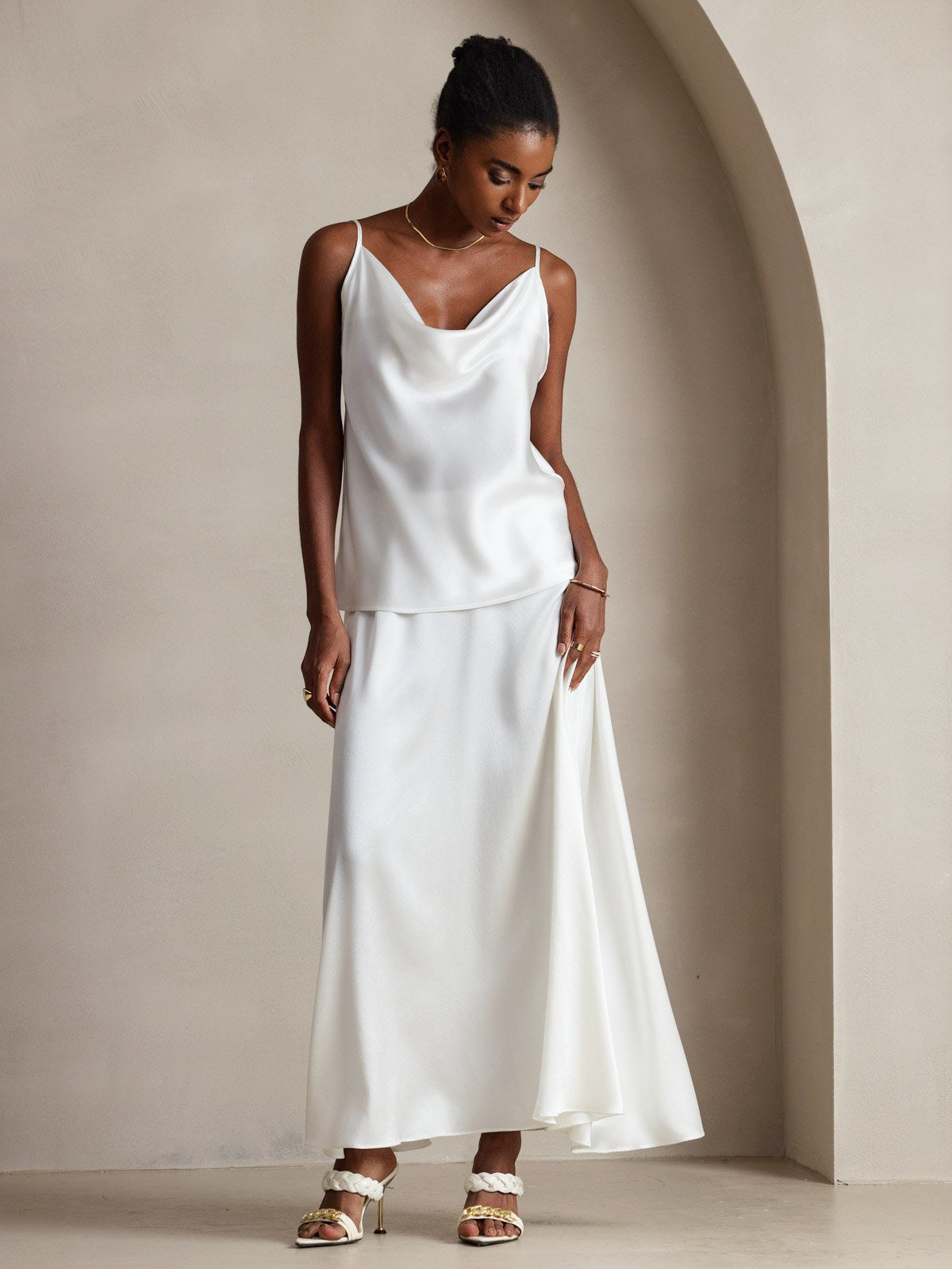 [Valkoinen] SilkSilky-FI 19Momme Camisoles 008