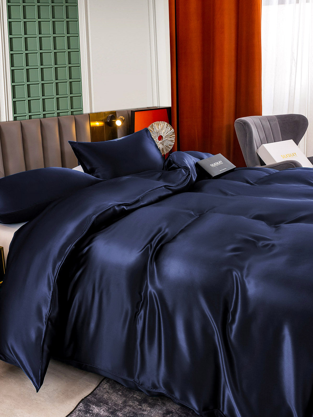 [Tummansininen] SilkSilky-FI 25Momme Bedding Set 005