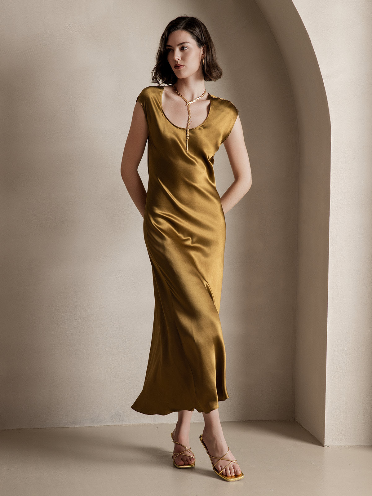 [Ruskea] SilkSilky-FI 19Momme Dress 001