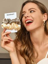[Beige+Samppanja] SilkSilky-FI 19Momme Scrunchie 005