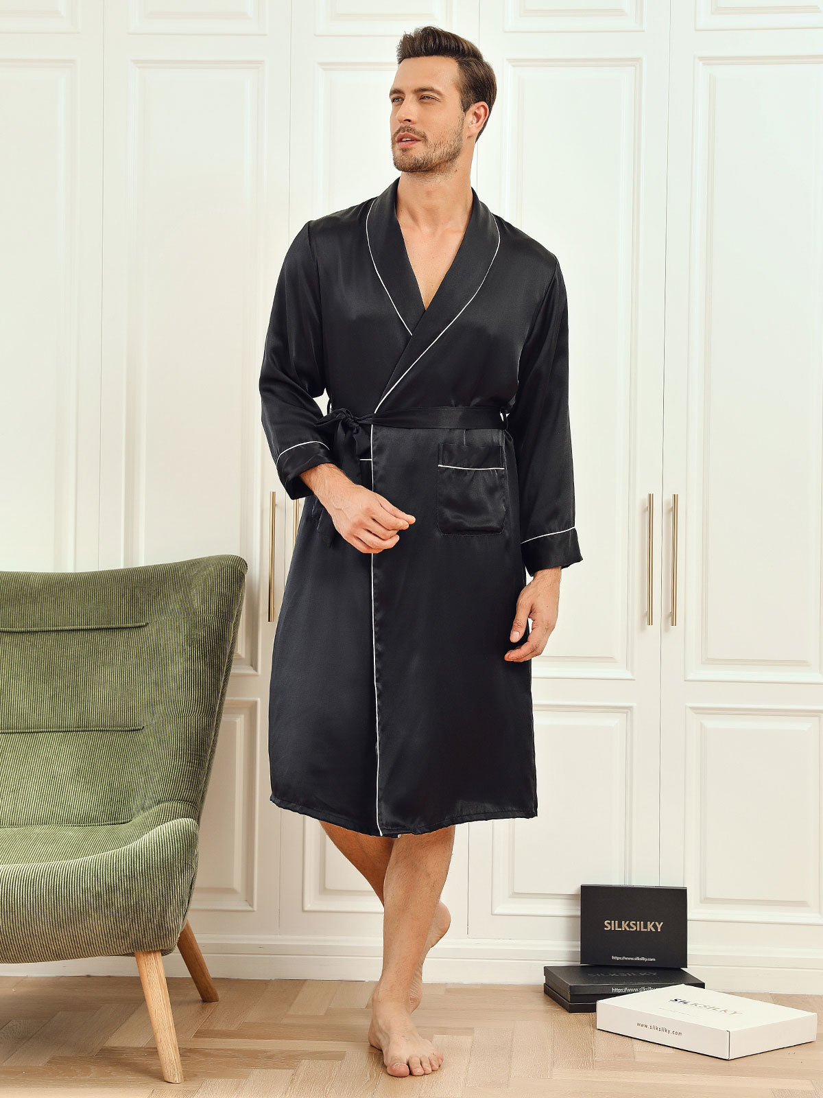 [Musta] SilkSilky-FI 19Momme Mens Robe 003