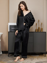 [Musta] SilkSilky-FI Long Sleeve Notkokaulus Naisten Pyjamat 004