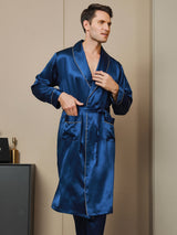 [Tummansininen] SilkSilky-FI 19Momme Mens Robe 001