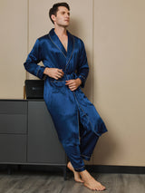 [Tummansininen] SilkSilky-FI 19Momme Mens Robe 006