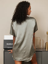 [Harmaanvihreä] SilkSilky-FI Short Sleeve Round Neck Naisten Pyjamat 002