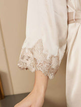 [Norsunluu] SilkSilky-FI 3/4 Sleeve V Neck Yöpaita ja Aamutakkisetti 010