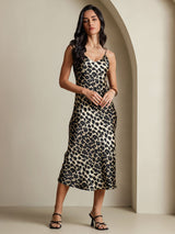 [Leopardi] SilkSilky-FI Spaghetti Strap V Neck Mekko 009